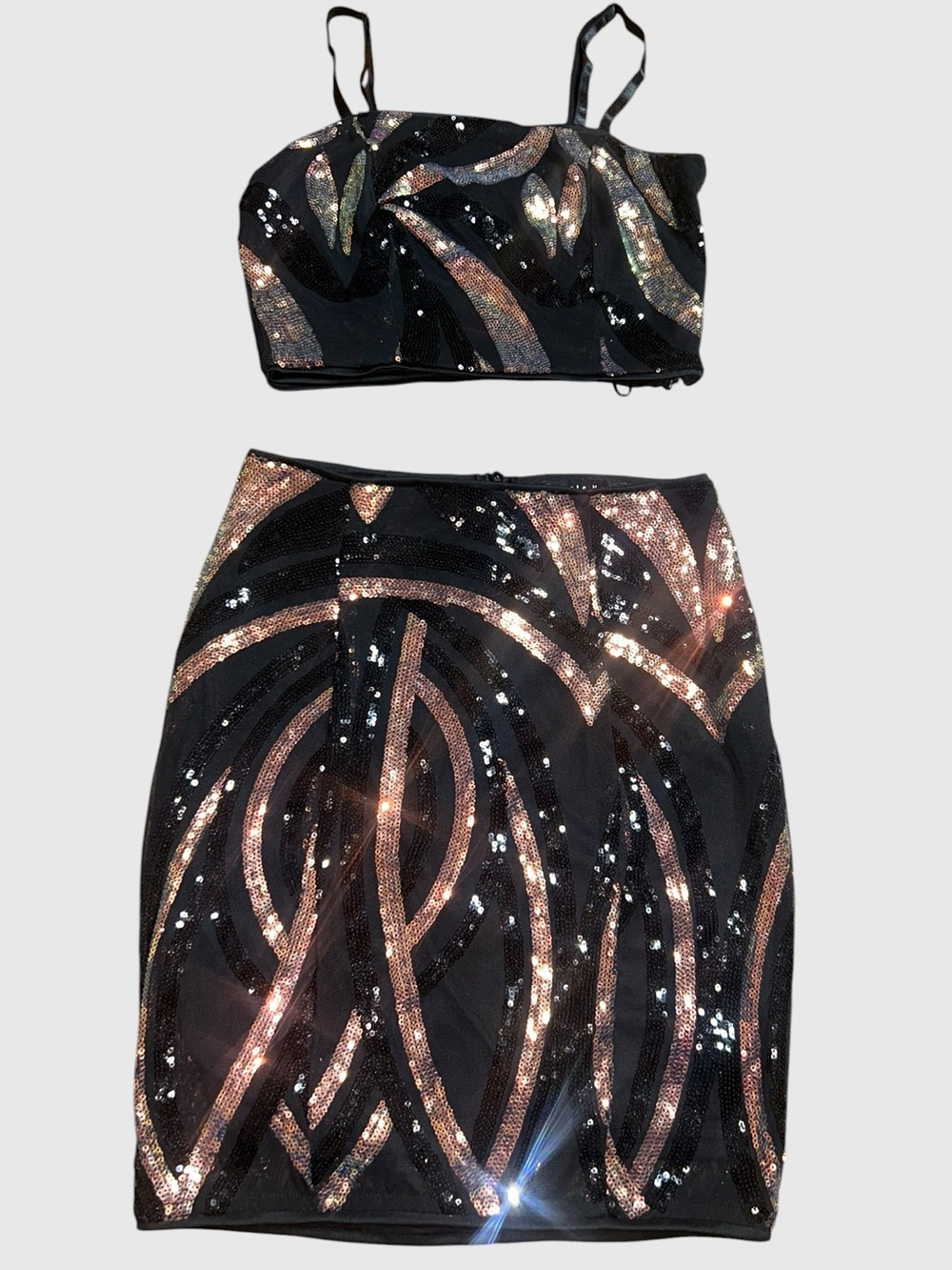 Haute Monde Midnight Swirl Sequin Two-Piece Set Size Small